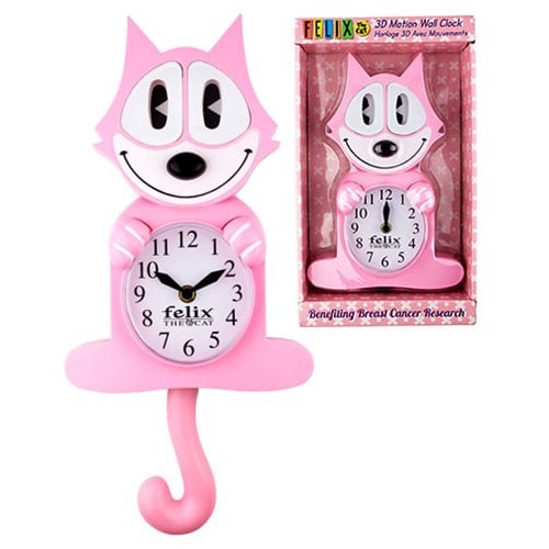 Felix the Cat Swinging Tail and Eyes Pink Clock